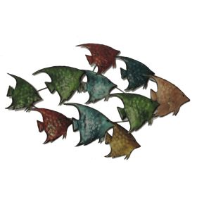 Three Dimensional Hanging Metal Fish Wall Art Decor, Multicolor