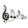 26 Inch Handmade Metal Wall Mount Accent Decor with Musical Notes and Treble Clef, Black, Red