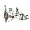 26 Inch Handmade Metal Wall Mount Accent Decor with Musical Notes and Treble Clef, Black, Red