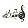 26 Inch Handmade Metal Wall Mount Accent Decor with Musical Notes and Treble Clef, Black, Red