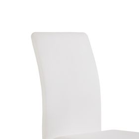 Metal Cantilever Base Leatherette Dining Chair, Set of 2, White and Silver