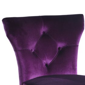 Fabric Side Chair with Button Tufted Back and Padded Seat, Set of 2, Purple