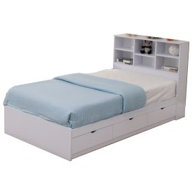 Contemporary Style Wooden Frame Twin Size Chest Bed with 3 Drawers, White