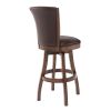 Wooden Counter Stool with Swivel Leatherette Seat and Backrest, Brown