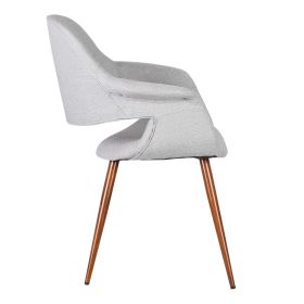 18 Inch Modern Dining Chair, Angled Tapered Legs, Gray and Brown