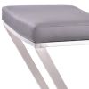Z Shaped Metal Backless Barstool with Padded Seat, Silver and Gray
