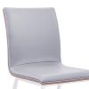 Wood Back Leatherette Dining Chair with Metal Legs, Set of 2, Brown and Gray