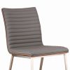 Horizontally Tufted Leatherette Dining Chair with Metal Legs, Set of 2,Gray