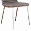 Horizontally Tufted Leatherette Dining Chair with Metal Legs, Set of 2,Gray