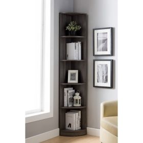 Wooden Corner Display Cabinet, Distressed Gray