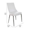 Leatherette Upholstered Metal Side Chair with Tapered Legs, Pack of Two, White and Silver