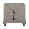 Mirror Trim Accented Nightstand with Two Drawers and Turned Legs, Silver