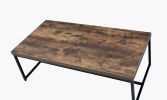 Metal Framed Coffee Table with veneer Top, Weathered Oak Brown and Black