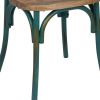 Industrial Style Wooden and Metal Frame Side Chair, Brown and Turquoise