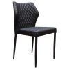 Diamond Tufted Leatherette Dining Chair with Metal Legs, Black, Set  of Four