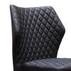 Diamond Tufted Leatherette Dining Chair with Metal Legs, Black, Set  of Four