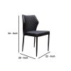 Diamond Tufted Leatherette Dining Chair with Metal Legs, Black, Set  of Four
