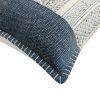 18 x 18 Square Handwoven Accent Throw Pillow, Polycotton Dhurrie, Kilim Pattern, White, Blue