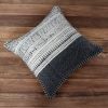 18 x 18 Square Handwoven Accent Throw Pillow, Polycotton Dhurrie, Kilim Pattern, White, Gray