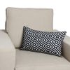 12 x 20 Rectangular Jacquard Cotton Accent Lumbar Pillow, Diamond Pattern, Black, White