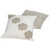 18 x 18 Square Cotton Accent Throw Pillow, Floral and Block Print Patterns, Set of 2, Gold, Off White