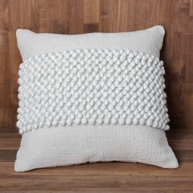 20 x 20 Square Cotton Accent Throw Pillow, Textured Dotted Fabric Details, White