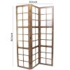 3 Panel Wooden Screen with Square Mirror Inserts, Brown and Silver