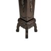 Elegantly Engraved Wooden Frame Pedestal Stand, Dark Brown