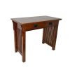 Wooden Frame Writing Desk with 1 Drawer and Slatted Sides, Brown
