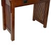 Wooden Frame Writing Desk with 1 Drawer and Slatted Sides, Brown
