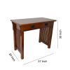Wooden Frame Writing Desk with 1 Drawer and Slatted Sides, Brown