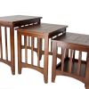 3 Piece Nesting Table with Plank Tabletop and Slatted Sides, Oak Brown