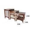 3 Piece Nesting Table with Plank Tabletop and Slatted Sides, Oak Brown