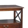Wooden TV Stand with 2 Drawers and 1 Open Shelf, Dark Brown