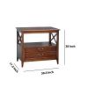 Wooden TV Stand with 2 Drawers and 1 Open Shelf, Dark Brown