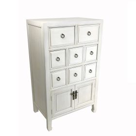 Wooden Chest with 8 Drawers and 2 Door Cabinets, White