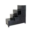 Wooden Frame Reversible Step Chest with 8 Drawers, Antique Black