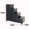 Wooden Frame Reversible Step Chest with 8 Drawers, Antique Black