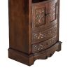 Engraved Wooden Frame Storage Cabinet with 2 Drawers and 2 Doors, Brown