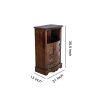 Engraved Wooden Frame Storage Cabinet with 2 Drawers and 2 Doors, Brown