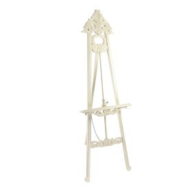Wooden Hand Carved Tripod Easel with Back Leg Support, White