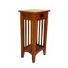 Wooden Pedestal Stand with 1 Drawer and Open Bottom Shelf, Oak Brown