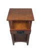 Wooden Pedestal Stand with 1 Drawer and Open Bottom Shelf, Oak Brown