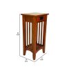 Wooden Pedestal Stand with 1 Drawer and Open Bottom Shelf, Oak Brown