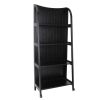 4 Tier Foldable Shelf Display Stand with Plank Style Back, Black