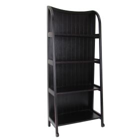 4 Tier Foldable Shelf Display Stand with Plank Style Back, Black