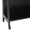 4 Tier Foldable Shelf Display Stand with Plank Style Back, Black