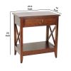 Transitional Style Nightstand with 1 Drawer and X Shape Sides, Brown