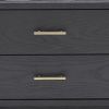 2 Drawer Wooden Nightstand with Brass Handles and Accents, Gray