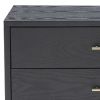 2 Drawer Wooden Nightstand with Brass Handles and Accents, Gray